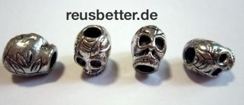 Haarschmuck Antik Silber Skull Bones Totenkopf | Bartschmuck | Dreadlocks Haarperle