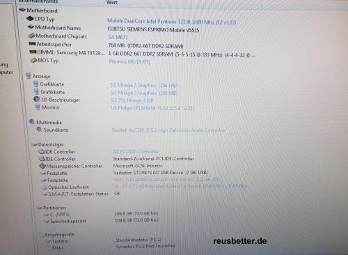 Fujitsu Esprimo Mobile V5535 Notebook | Intel DualCore 2x1.6 GHz | 15.4 Zoll