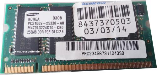 Samsung Arbeitsspeicher | 512 MB DDR PC2100 | SODIMM RAM CL 2.5 | Notebook RAM