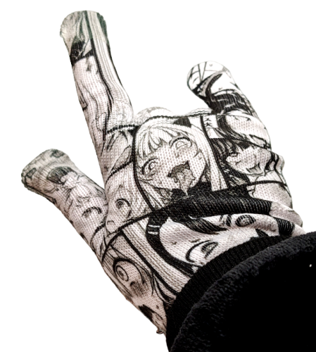 Handschuhe Manga Ahegao Motiv ❖ Manga Print ❖ Winterhandschuhe Cosplay ❖ Kostüm Handschuhe