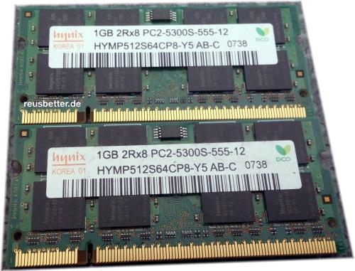 Hunix Notebook RAM 2GB (2x1 GB) | RAM PC2 - 5300S - 555 -12