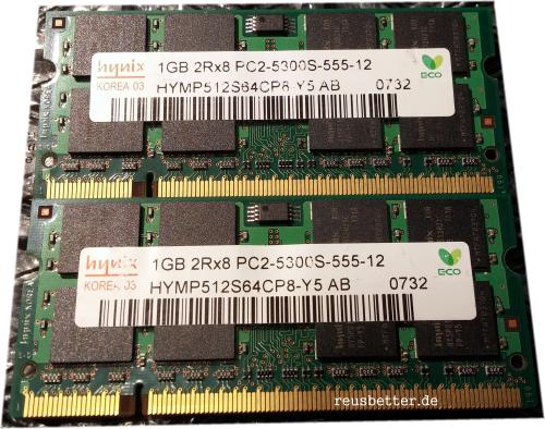 Hunix Notebook RAM 2GB (2x1 GB) | RAM PC2 - 5300S - 555 -12