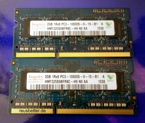 Hynix 4 GB 2x2GB KIT Notebook Speicher RAM PC3-10600S-9-10-B1 | DDR3