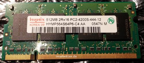 Hynix Original Notebook RAM | PC2-4200S-444-12 SO DIMM 200-pin DDR2 1024 MB KIT ( 2 x 512 MB )