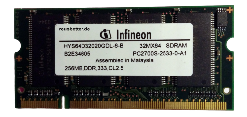 Infineon PC133-333-520 HYS64V1622GDL-7.5-C2 SDRAM 128 MB Laptop Speicher