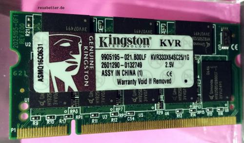 Kingston DDR1 Notebook RAM | 1GB PC2700 333MHz | KVR333X64SC25/1G