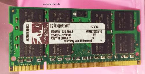 Kingston 1GB DDR2 RAM 667 MHz PC2-5300 KVR667D2S5/1G Notebook