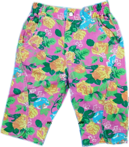 Kinder Caprihose - Jeanshose für Mädchen Rosa Bunt Rosen