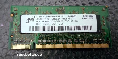 MICRON MT8HTF12864HDY-667E1 | 2x1GB | PC2-5300S-555-12 | CL5 DDR2