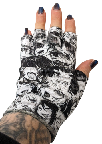 Manga Ahegao Motiv Handschuhe ❖ Manga Print ❖ Fingerlose Unisex Handschuhe