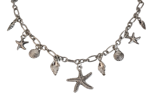 Maritim Fußkettchen - Armband Silber Seestern, Muscheln