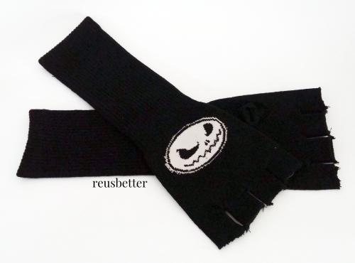 NIGHTMARE BEFORE CHRISTMAS シ Jack Skellington Fingerlose Handschuhe シ 2in1