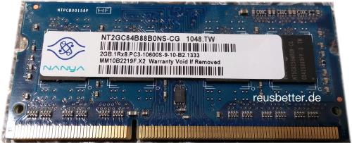 Nanya 4GB 1Rx8 PC3-10600S 1333Mhz RAM NT2GC64B88B0NS-CG NOTEBOOK RAM