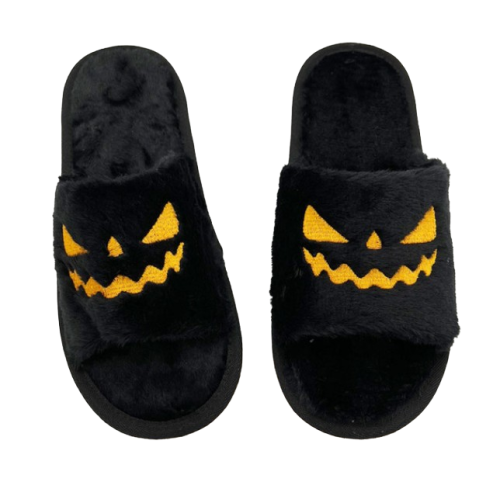 Plüsch Hausschuhe - Kürbis Ghostface Jack - Slipper Schwarz Unisex