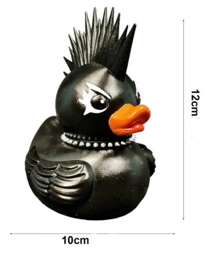 Punk Black Skulptur Harz Badeentchen - Sammlerente Deko Entchen