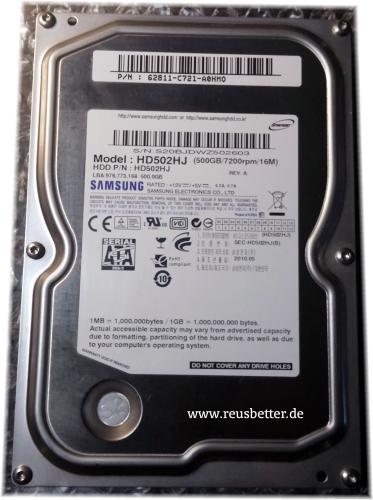 Samsung HD502HJ 500GB 7200U/min SATA 16 MB Cache 3,5 Zoll Festplatte