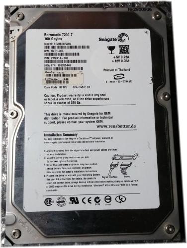 Seagate Barracuda ST3160023AS, interne Computer Festplatte SATA 160 GB