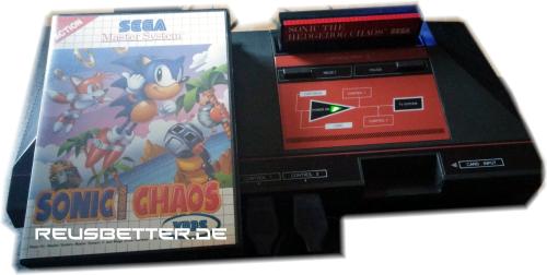 Sega Master System Schwarz Spielekonsole PAL | 2 Kontroller | Spiel Sonic Caos