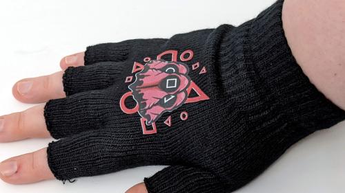 Squid Game Fingerlose Handschuhe ☢ Strickhandschuhe Unisex ☢ Squid Game ☢ Rot