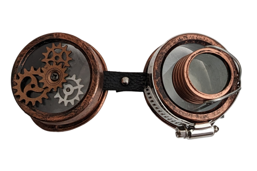 Steampunk Google Schweißerbrille Bronze Zahnräder Lupen Glas