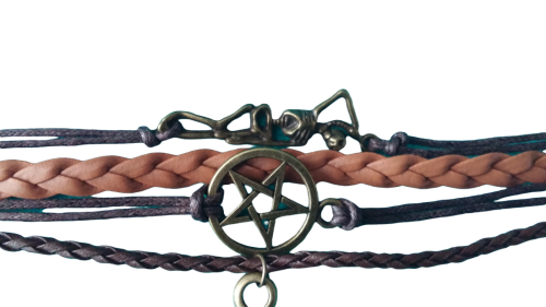 Supernatural Dean Winchester ☢ Schutzamulett Lederarmband ☢ mit Pentagramm Shambala