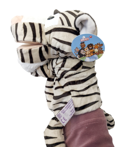 Handspielpuppe Tigerシ Handpuppe mit Klappmaul シ schwarz-weiß