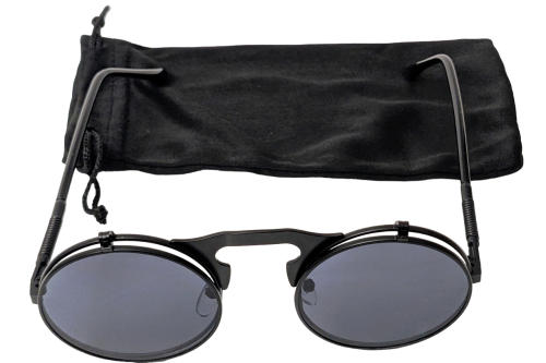 Vintage Steampunk Flip Sonnenbrille ☢  Retro Gothic Google Brille ☢ Schwarz