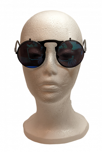 Vintage Steampunk Flip Sonnenbrille ☢  Retro Gothic Google Brille ☢ Blau