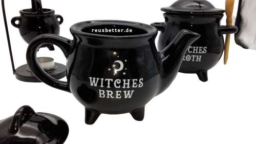 Witches Brew ★ Schwarze Keramik Teekanne ★ Hexen Teekanne