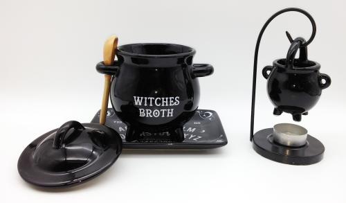 Wicca Hexenkessel ★ Duftlampe Teelicht Metall ★ Set ★ schwarz