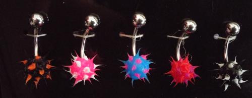 Bauchnabel Piercing - Silikon Spikes Bunt - 1.4 -16G