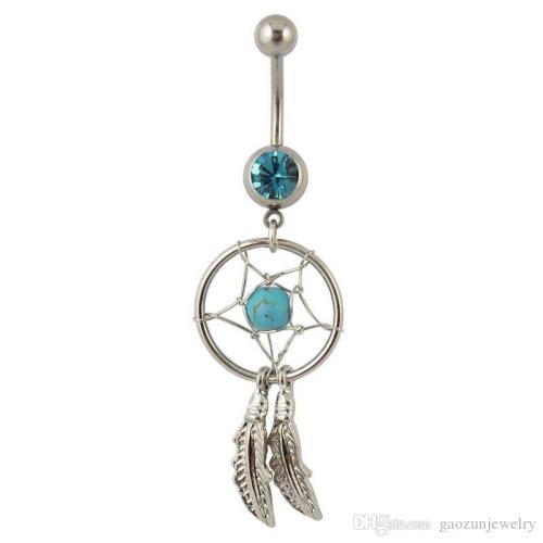 Traumfänger Bauchnabelpiercing Dreamcatcher Türkis 1.6