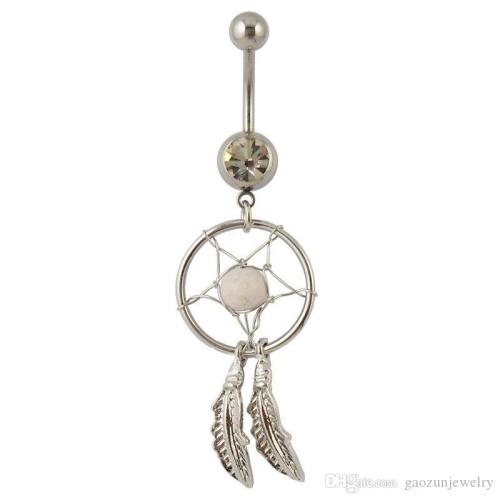 Traumfänger Bauchnabelpiercing Dreamcatcher Kristall Weiß 1.6