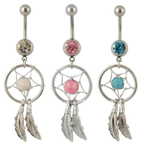 Traumfänger Bauchnabelpiercing Dreamcatcher Türkis 1.6