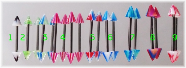 Barbell Hantel Piercing ☆ Candy Cone Spike ☆ Stripe ☆ 18G - 1.0 mm