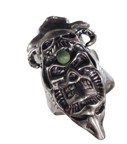 Unisex Totenkopf Totem Ring ð mit Stein Silberfarben ð