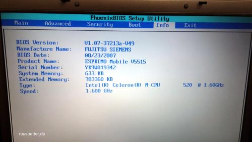 Fujitsu ESPRIMO Mobile V5515 Notebook | 15,4“ WXGA | Intel Celeron 1,6 GHz