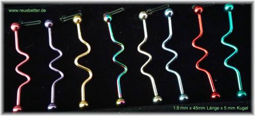 Industrial Piercing Twister Spirale Eloxiert 1.6er 14G Regenbogen