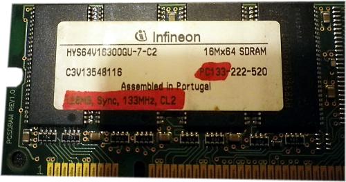 Infineon PC Arbeitsspeicher 128 MB ►PC133-222-520 ►SD-RAM 133MHz