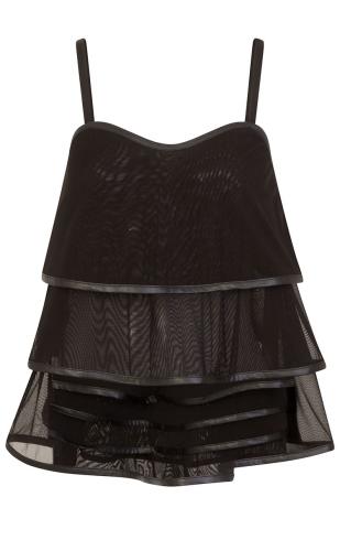 Damen Mesh Top mit Kunstleder von Necessary Evil Layered | XL