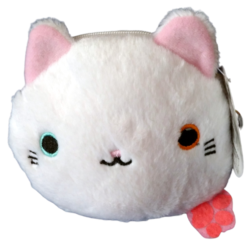 Nemu Neko Geldbeutel |  Taschen Anhänger | Schlüsselanhänger |  Kawaii Weiß 12 cm