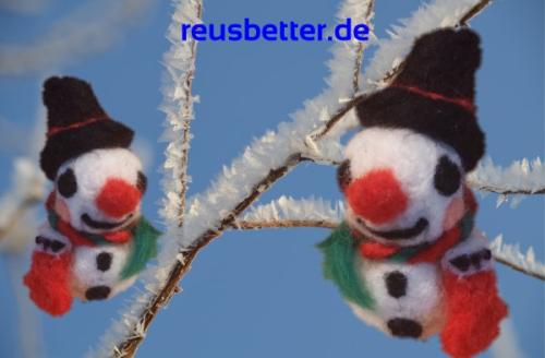 Schneemann mit Zylinder Handarbeit - Unikat Handgefilzter Deko Anhänger