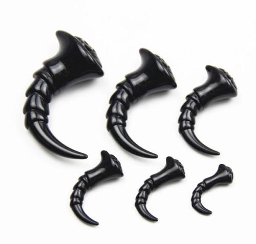 Skull Bones | Spirale Plug Horn Ohr Piercing | Black | 4 - 12 mm