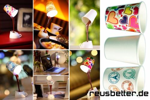 Designer DIY LED Tischlampe | Kaffeetasse | Nachttisch Lampe | 8 LEDs USB