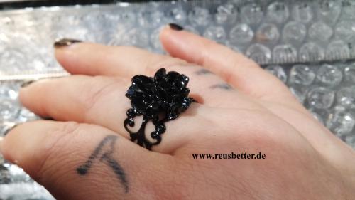 Damen Modeschmuck Ring ð Handgefertigt ð Cabochon Rose